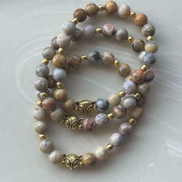 Fox crazy lace agate ONE stretch bracelet NEW meditation reiki yoga crystal - Picture 2 of 10